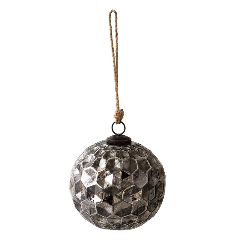 Černá antik skleněná koule Hexagon Black L - Ø 15*15 cm