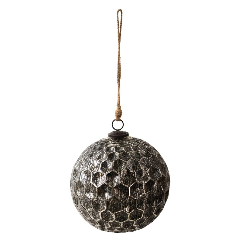 Černá antik skleněná koule Hexagon Black XL - Ø 20*20 cm