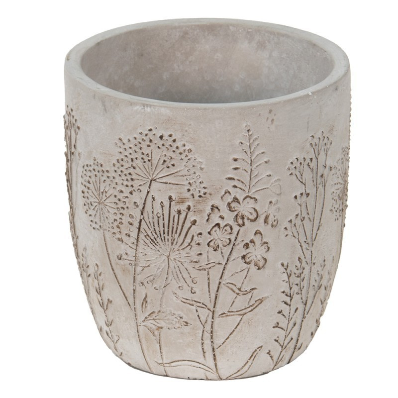 Šedý cementový obal na květináč s lučními květy Wildflowers - Ø13*14cm