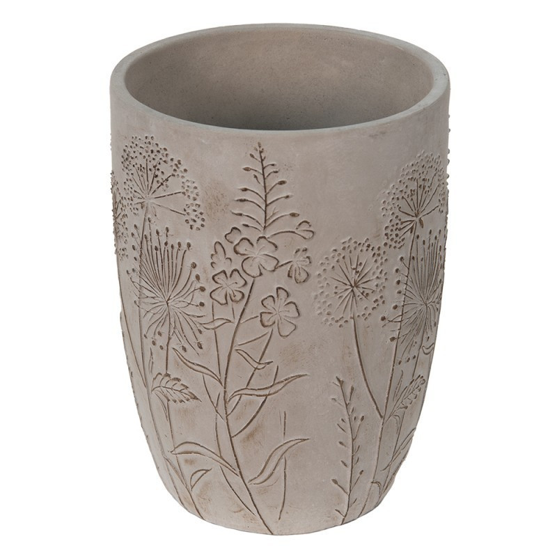 Šedý cementový obal na květináč/váza s lučními květy Wildflowers - Ø19*25cm