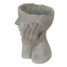 Šedý cementový květináč hlava ženy v dlaních L - 16*16*22 cm