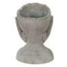 Šedý cementový květináč hlava ženy v dlaních L - 16*16*22 cm