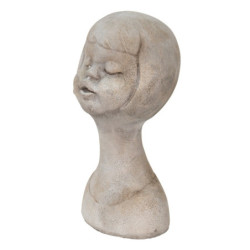 Šedá cementová dekorace busta dívky - 12*11*24 cm