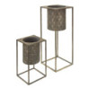 2ks bronzové antik květináče na nohou Fane - 25*25*62 cm / 20*20*34 cm
