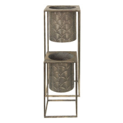 2ks bronzové antik květináče na nohou Fane - 25*25*62 cm / 20*20*34 cm