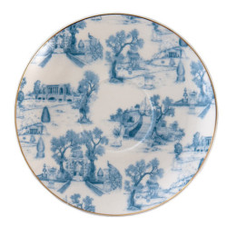 Bílo-modrý porcelánový šálek s podšálkem Chateau  - Ø 10*6 / Ø 15*2 cm / 250 ml