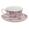 Bílo-růžový porcelánový šálek s podšálkem Chateau - Ø 10*6 / Ø 15*2 cm / 250 ml