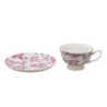 Bílo-růžový porcelánový šálek s podšálkem Chateau - Ø 10*6 / Ø 15*2 cm / 250 ml