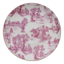 Bílo-růžový porcelánový šálek s podšálkem Chateau - Ø 10*6 / Ø 15*2 cm / 250 ml