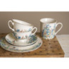 Porcelánový šálek s podšálkem a květy Floweries - 12*10*6 cm / Ø 15*2 cm / 250 ml