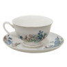 Porcelánový šálek s podšálkem a květy Floweries - 12*10*6 cm / Ø 15*2 cm / 250 ml