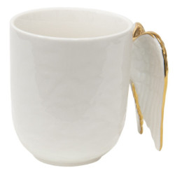 Bílý keramický hrnek se zlatými křídly Wings - 11*9*10 cm