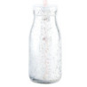 Stříbrná skleněná láhev na brčko bez brčka - Ø 6*14 cm / 0,2 L