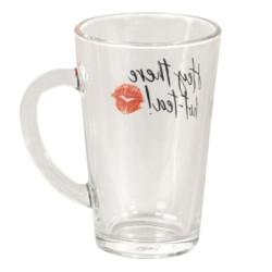 Skleněný hrnek s nápisem Hot Tea - 11*8*13 cm / 300 ml