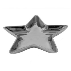 Stříbrná keramická miska ve tvaru hvězdy Silver Star - 16*16*2 cm