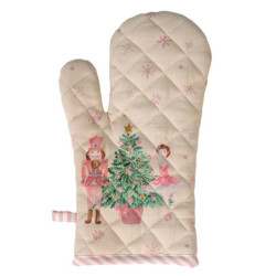 Béžová chňapka - rukavice s Louskáčkem a baletkou Pastel Nutcracker - 18*30 cm