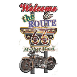 Nástěnná kovová cedule Route 66 - Welcome - 42*1*79 cm