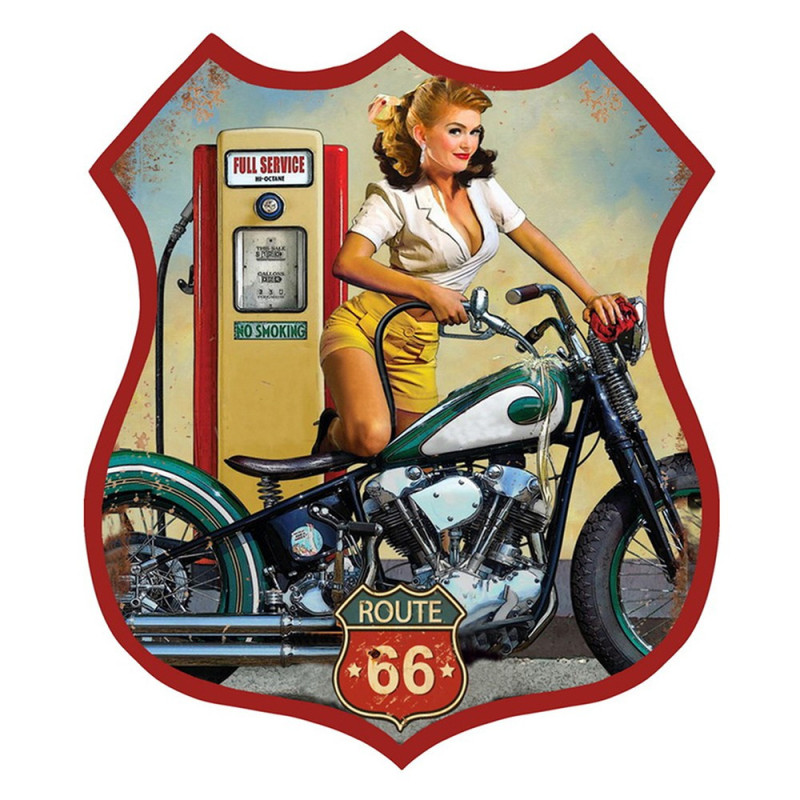Nástěnná kovová cedule Route 66 - Full Service - 30*1*35 cm