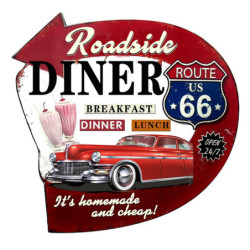 Nástěnná kovová cedule Diner Route 66 - 56*1*54 cm