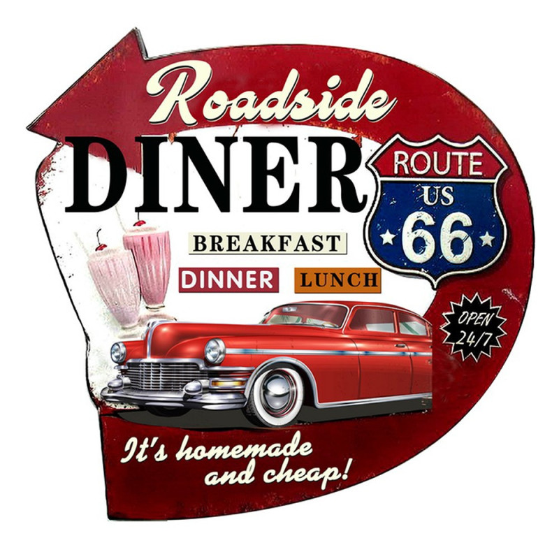 Nástěnná kovová cedule Diner Route 66 - 56*1*54 cm
