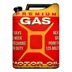 Červená nástěnná kovová cedule ve tvaru kanystru Gas - 35*1*49 cm