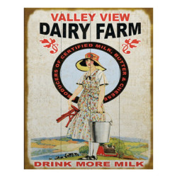 Nástěnná kovová cedule Dairy Farm - 20*1*25 cm