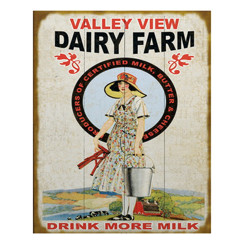 Nástěnná kovová cedule Dairy Farm - 20*1*25 cm