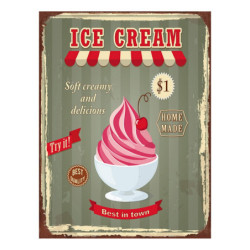 Zelená nástěnná kovová cedule Ice Cream - 25*1*33 cm