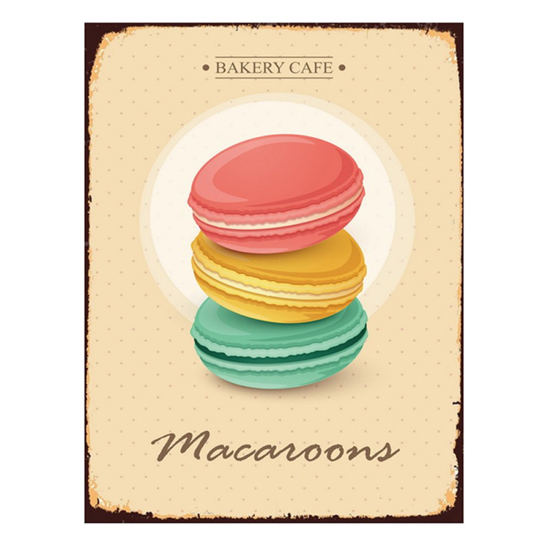 Žlutá nástěnná kovová cedule Macaroons - 25*1*33 cm