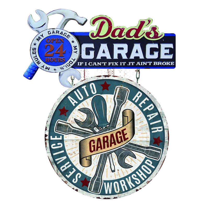 Nástěnná kovová cedule Dad´s Garage - 48*1*60 cm