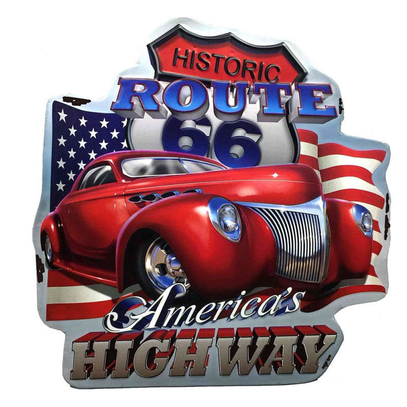 Nástěnná kovová cedule Historic Route 66 - 58*1*60 cm