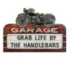 Nástěnná kovová cedule s motorkou Garage - 50*1*35 cm