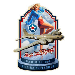Modrá nástěnná kovová cedule B-17 - 45*1*60 cm