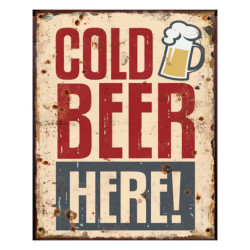 Béžová nástěnná kovová cedule Beer - 20*1*25 cm