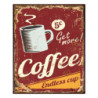 Červená nástěnná kovová cedule Coffee - 25*1*33 cm