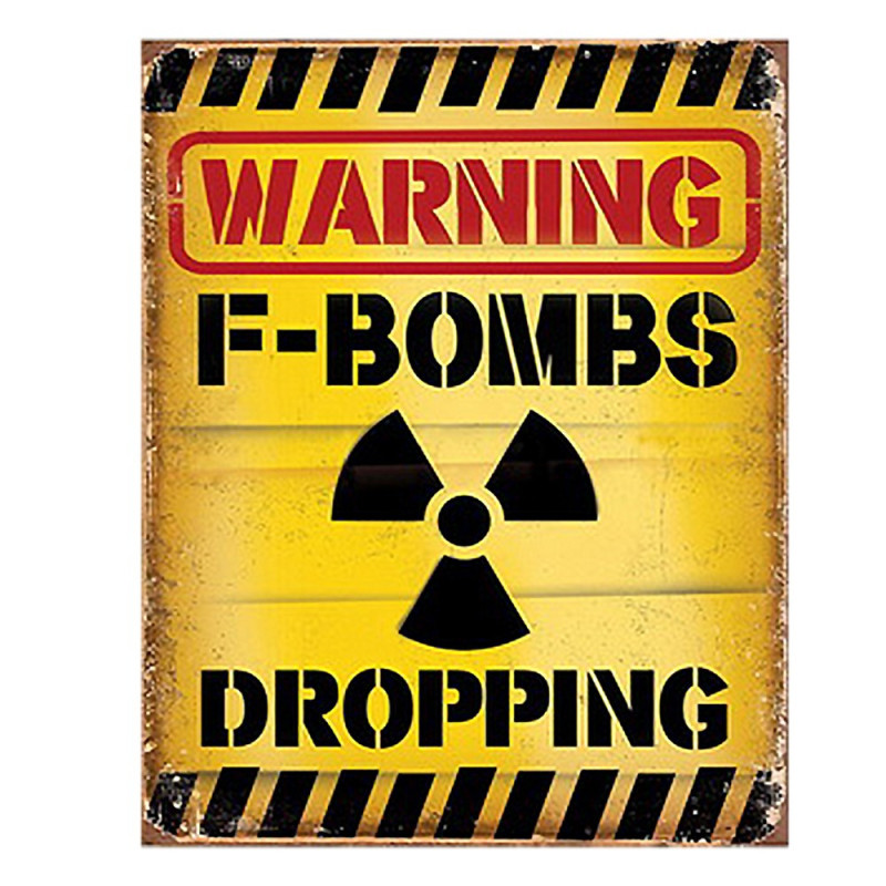 Žlutá nástěnná cedule Warning Bombs Dropping - 20*1*25 cm