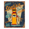 Modrá nástěnná cedule Station Gas - 25*1*33 cm