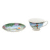 Porcelánový šálek s podšálkem s papoušky Papagai - 12*10*6 cm / Ø 15*2 cm / 200 ml