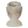 Šedý cementový květináč hlava ženy v dlaních S - 13*13*18 cm