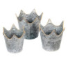 3ks antik plechový obal na květináč - Ø 24*22 / Ø 21*19 / Ø 19*17 cm