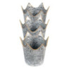 3ks antik plechový obal na květináč - Ø 24*22 / Ø 21*19 / Ø 19*17 cm