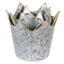 3ks antik plechový obal na květináč - Ø 24*22 / Ø 21*19 / Ø 19*17 cm