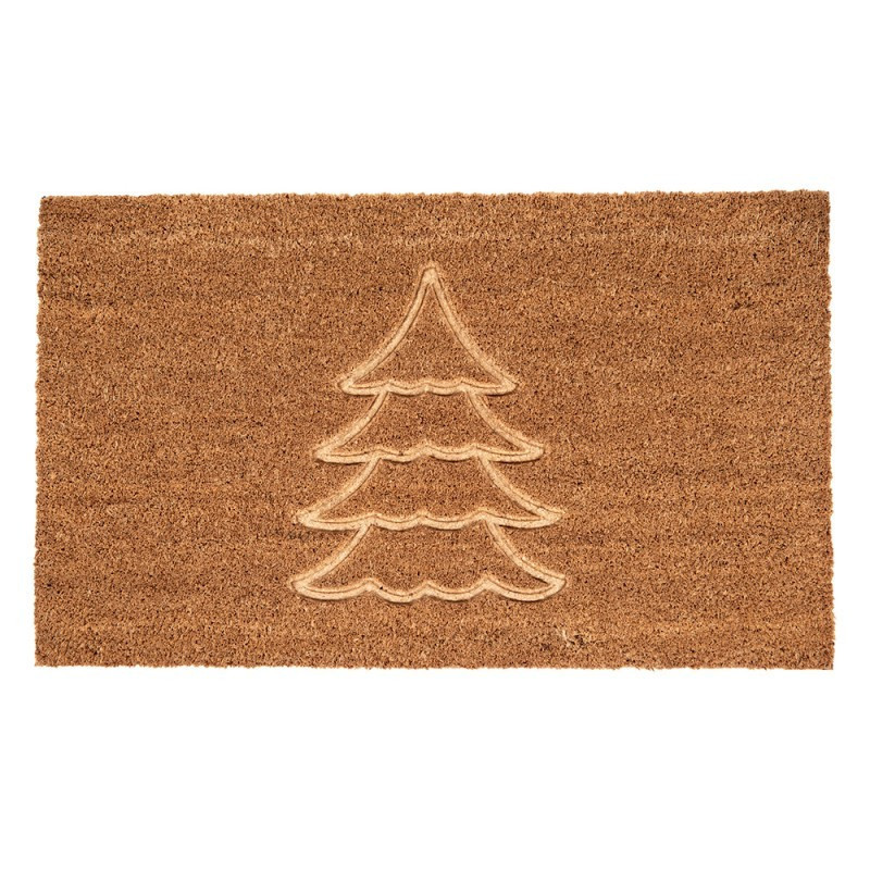 Hnědá kokosová rohožka se stromečkem - 75*45*1 cm