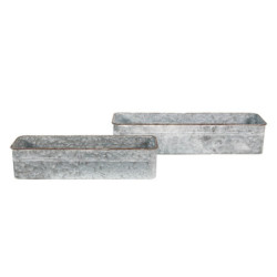 2ks dekorační plechový antik obal na květináč ve tvaru kufru - 61*16*12 / 50*13*11 cm
