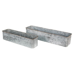 2ks dekorační plechový antik obal na květináč ve tvaru kufru - 61*16*12 / 50*13*11 cm