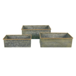 3ks dekorační plechový antik obal na květináč ve tvaru kufru - 46*27*16 / 41*22*14 / 36*17*12 cm