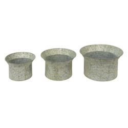 3ks šedý antik dekorační obal na květináč - Ø 40*23 / Ø 34*21 / Ø 28*19 cm