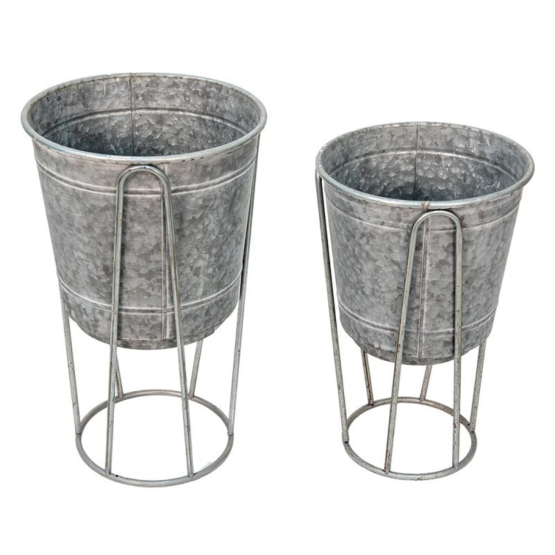 2ks dekorační plechový antik obal na květináč - Ø 35*31/87 / Ø 31*27/76 cm