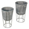 2ks dekorační plechový antik obal na květináč - Ø 35*31/87 / Ø 31*27/76 cm