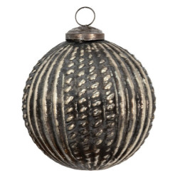 Mosazná antik vánoční skleněná ozdoba koule - Ø 9*9 cm
